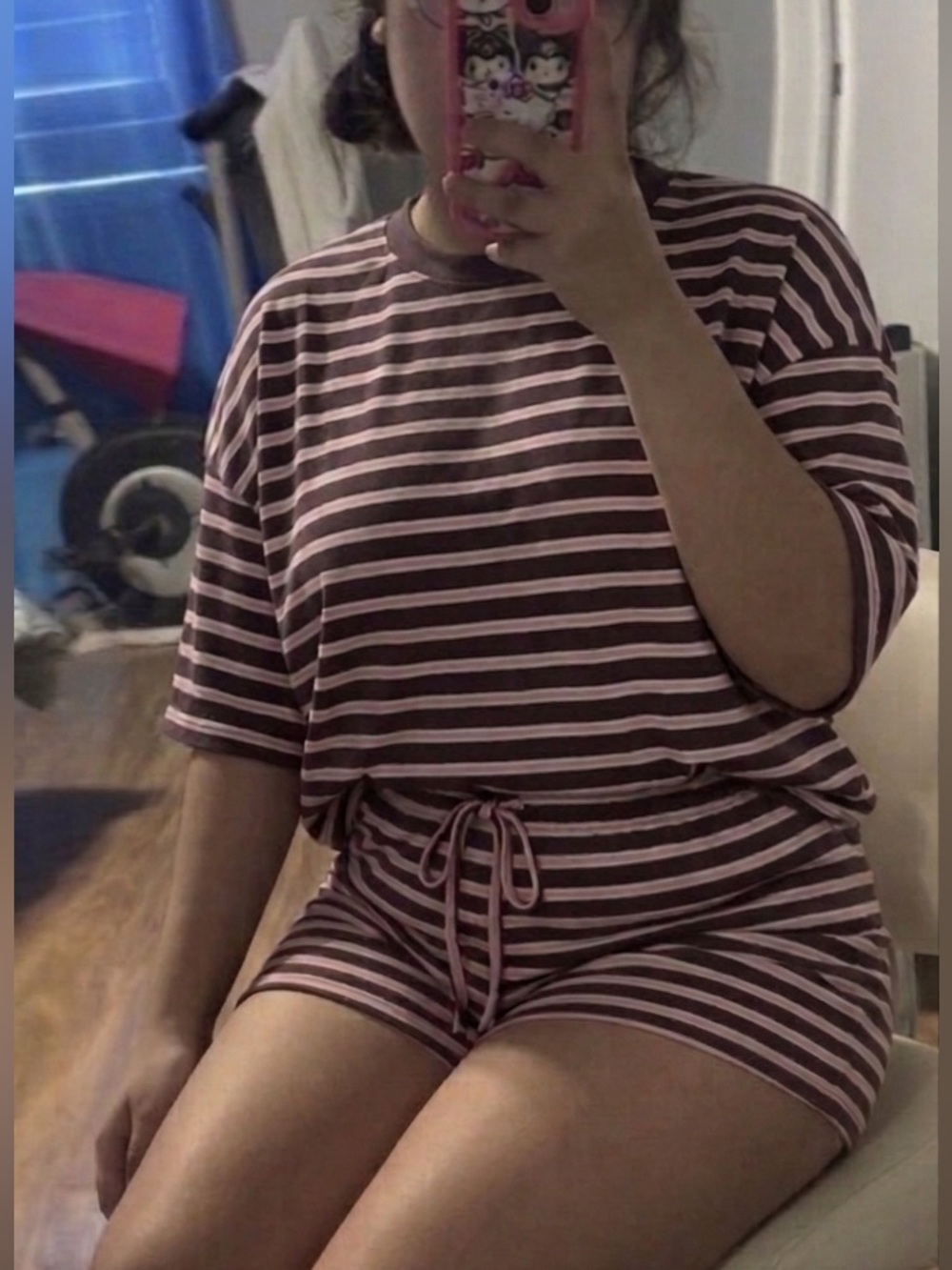 Pink & Brown Striped Set